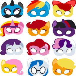 PONI Theme Birthday Masks, PONI Theme Masks for Kids (Pack Of 12) Party Mask-image-54
