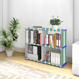 Multipurpose Collapsible Bookshelf 10 Racks Book Stand Almirah for Home & Kids Metal Open Book Shelf-39