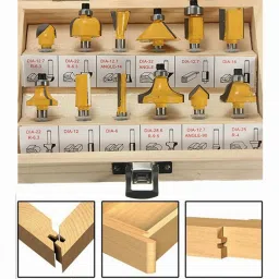 metrotools 12PCS 6.35 MM ROUTER BITS SET CARBIDE WOODWORKING CUTTERS ROTARY TOOL KIT 6PCS WOOD CARVING CHISEL WOOD CARVING TOOL 1 PAIR HAND GOLVES image 4