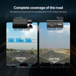 qubo Smart Dashcam Pro 3K & Rear Cam|5MP UHD|2MP FHD Rear|Sony Starvis Sensor|3.2 LCD In-car Camera System image 4
