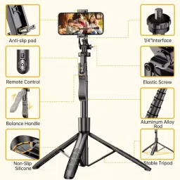 ketmart 56" Selfie Stick Tripod, All in One Tripod Stand with Bluetooth Tripod image 4