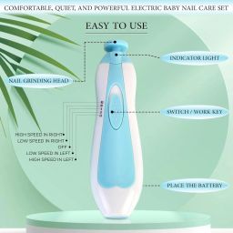 New Baby Nail File Electric,Baby Nail Trimmer with 6 Grinding Heads Safe (Bule6)-picture-15
