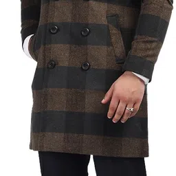 honnete 97% Polyester 3% Acrlyic Checkered Coat For Men-picture-28