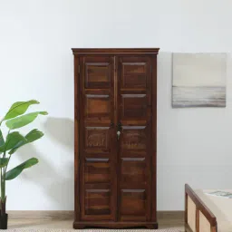 mudramark from pepperfry Airavana Sheesham Wood 2 Door Wardrobe In Scratch Resistant Provincial Teak Finish-picture-7
