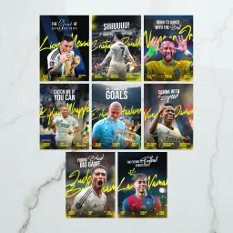 Soccer Posters Set of 6 – 9x12 Inch Frameless Wall Art Prints Featuring Top 8 Football Players | Premium HD Print on 350 GSM Paper | Soccer Room Decor for Boys, Teens, Bedroom, Gym, Office Walls Fine Art Print-image-24