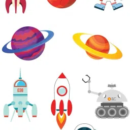 Set Of 10 Pieces Space Theme Party Decoration Cut out. Paper Cut-outs-image-25