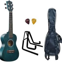 23 Inch Blue Satin Spruce Concert Ukulele with Bag, Pick, & stand Concert Ukulele-picture-12