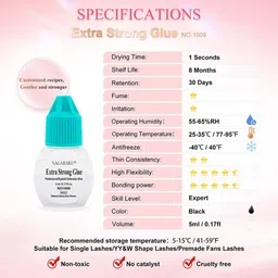 NAGARAKU Low Smell Extra Strong Eyelash Extension Glue 5ml - Black 1-2S image 2