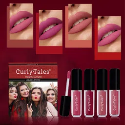 CurlyTales Set Of 4 Weightless Matte Liquid Lipsticks - 3 ml Each-38