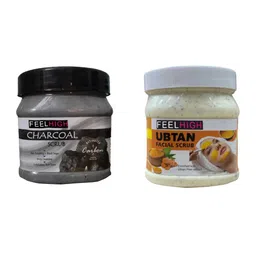 FEELHIGH Set of Ubtan & Charcoal Organic Face & Body Scrub - 500 ml each-49
