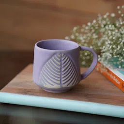 NURTURE INDIA Lavender & White Textured Ceramic Matte Cup-28