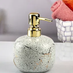 Kookee White & Gold-Toned Textured Ceramic Soap Dispenser 500ml-56