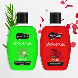 Freeskin Unisex Pack of 2 Tea Tree & Rose Shower Gel 400 ml-6