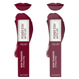 Forsure Set of 2 Power Stay Matte Lips Non-Transfer 12 Hours Stay Velvet Matte Liquid Lipstick - Cherry Maroon 09 - Mauve Matte 23-17