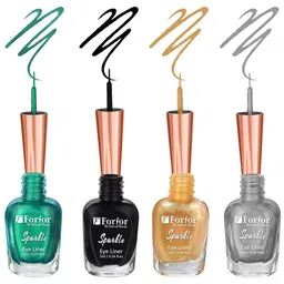 FORFOR Set of 4 Sparkle Water-Proof Liquid Glitter Eyeliners 7ml Each - Shades 03+04+05+01-17