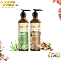 Glamour World Ayurvedic Glow Set Of 2 Milk & Sandal Body Wash 200 ml Each image 2