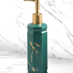 Kuber Industries Green Abstract Pattern Ceramic Soap Dispenser 350 ml-image-10