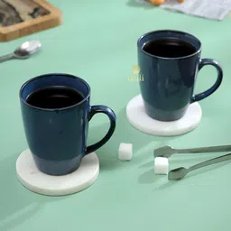 DULI Blue 2 Pieces Ceramic Microwave Safe Coffee Mugs - 250 ml-34