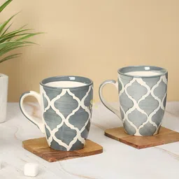 DULI Grey Printed 2 Pieces Coffee Mugs - 250 ml-36