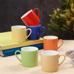 CLAY CRAFT Red & Green 6 Pieces Ceramic Glossy Cups 180 ML Each-52