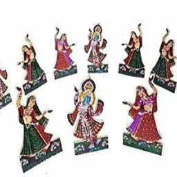 aarshi creation Laddu Gopal Rasleela Gopi with Krishna Set of Krishna ji Rasa Set ( 4 Inch ) Decorative Showpiece - 10.16 cm image 2