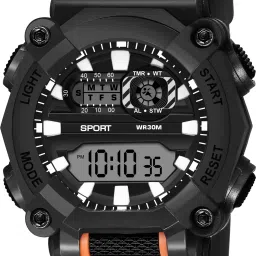 Multi Function Working Premium Quality LED Luminous Light For Mens & Boys Digital Watch - For Men HL-1040-Black Shockproof Silicone Strap Hybrid Round Dial Sports Chronograph-3