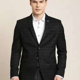 Men Checkered Single Breasted Formal Blazer-image-10
