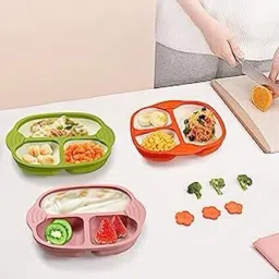 Baby Plates Unbreakable Divided Suction Plate for Rice Fruits- Silicone-image-25