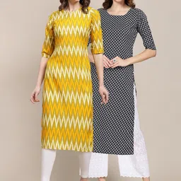 KALINI Women Pack of 2 Geometric Printed Crepe Kurta-image-38