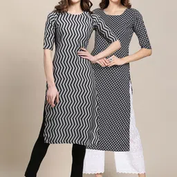KALINI Women Pack Of 2 Printed Block Print Summer Sheers Crepe Kurta-image-89
