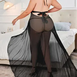 Xivir Net Halter Neck Net Baby Doll with Asymmetric image 3