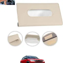 Beige Leatherite Rectangle Shape Fancy Design Tissue Dispencer For Car-271 Vehicle Tissue Dispenser-19