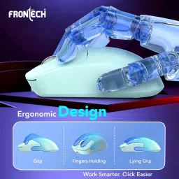 Frontech MS-0058G Dual Mode | 1600 DPI | 4 Buttons| USB Nano Receiver Wireless Ergonomic Optical Mouse with Bluetooth image 5