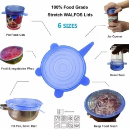 kuisner Various Sizes and Container Shapes - Expandable, Reusable, Durable, Non-Stick 8 inch Lid Set, Pack of 6 image 2