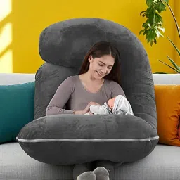 J Shaped Microfibre Solid Pregnancy Pillow Pack of 1-image-64