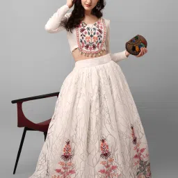 Embroidered Semi Stitched Lehenga & Crop Top-image-54