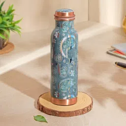 950ml Thirtha Vera 100% Pure Copper Leakproof Bottle for Home, School & Office 950 ml Bottle-image-56