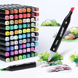 Dual Tip Alcohol Markers Vibrant Colors for Artists, Crafters (Set of 48, Multi)-image-35