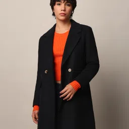 Polyester Blend Solid Coat For Women-image-24