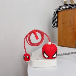 Micvir Charger Cover for iPhone 18W-20W Charger, 3D Cartoon Spider Man Red, Spiral Cable Protector-image-68