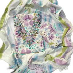 Unstitched Pure Cotton Salwar Suit Material Embroidered, Self Design-image-51