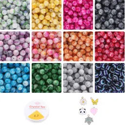 DIY 12 350+ glass marbel beads with 5 charms kit-16