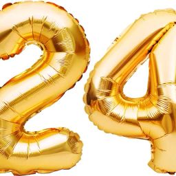 Solid Birthday Numbers Solid Golden '24' Numerical Foil Balloon for Celebration Balloon-image-80