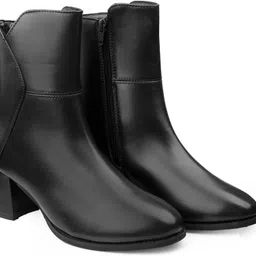 yuvrato baxi Sleek Vegan Leather Ankle Boots with Side Zip and Block Heel Slip On For Women-picture-14