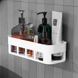 Self Adhesive Multi-Purpose Wall Hanging BATHROOM floating Shelf Plastic Wall Shelf-image-37