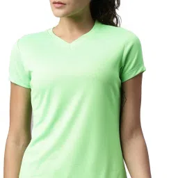 Women Solid V Neck Polyester Light Green T-Shirt-image-91
