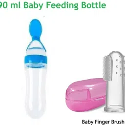 Silicone Baby Feeding Bottle Gentle on Gum with spoon & Soft Finger brush-image-20