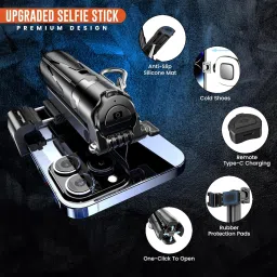 WeCool F-Mini 4 Leg Selfie stick(Quadripod) with One Click Auto Open Design Bluetooth Selfie Stick image 3