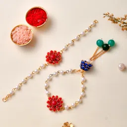 Bhaiya Bhabhi DH-KR1103-1 Kundan Rakhi Set-19
