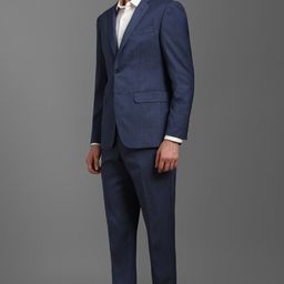 louis philippe Men Men Navy Slim Fit Textured Formal Two Piece Suit Solid Suit-picture-33